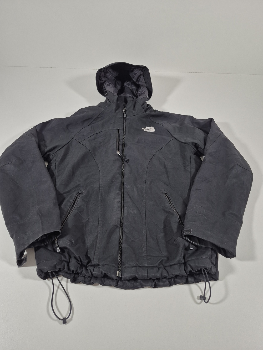 The North Face Jacket Womens Medium Black Hooded Insulated Full Zip Warm Pockets